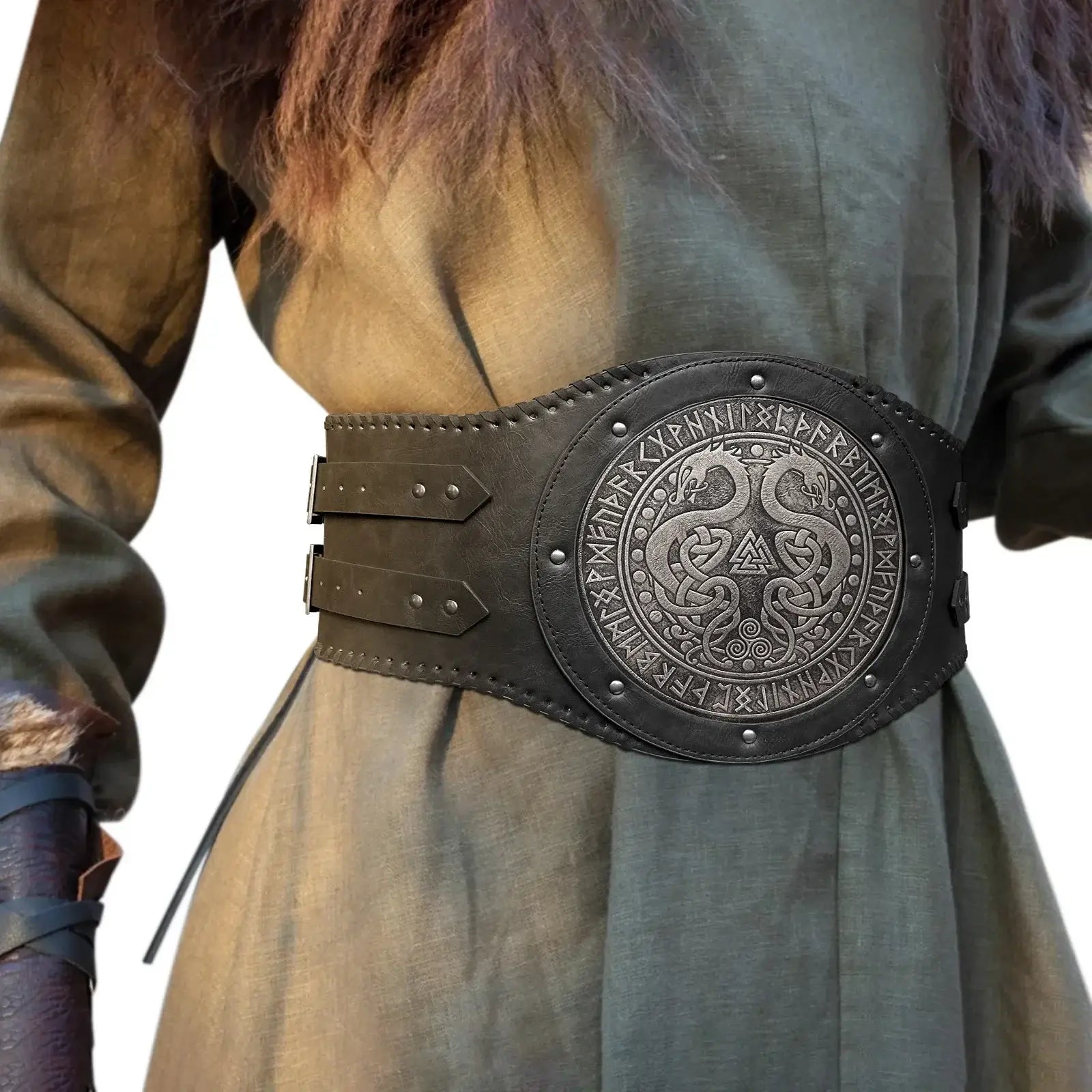 Viking Runic Leather Belt – Medieval Nordic LARP Waist Belt for Renaissance, Pirate & Warrior Cosplay - Hadi Craft