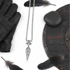 Viking Sword Spear Stainless Steel Pendant Necklace for Men – Norse Warrior Gift Set - Hadi Craft