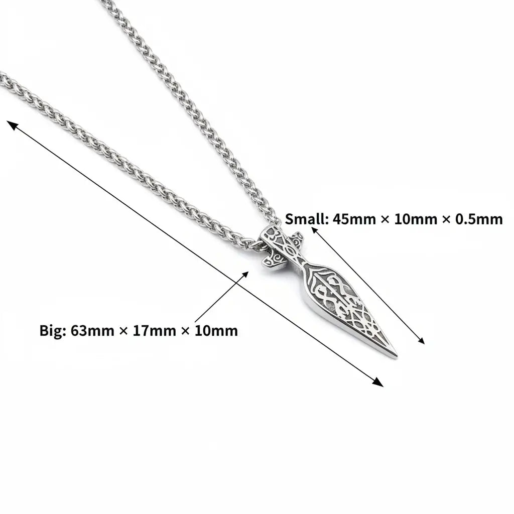 Viking Sword Spear Stainless Steel Pendant Necklace for Men – Norse Warrior Gift Set - Hadi Craft