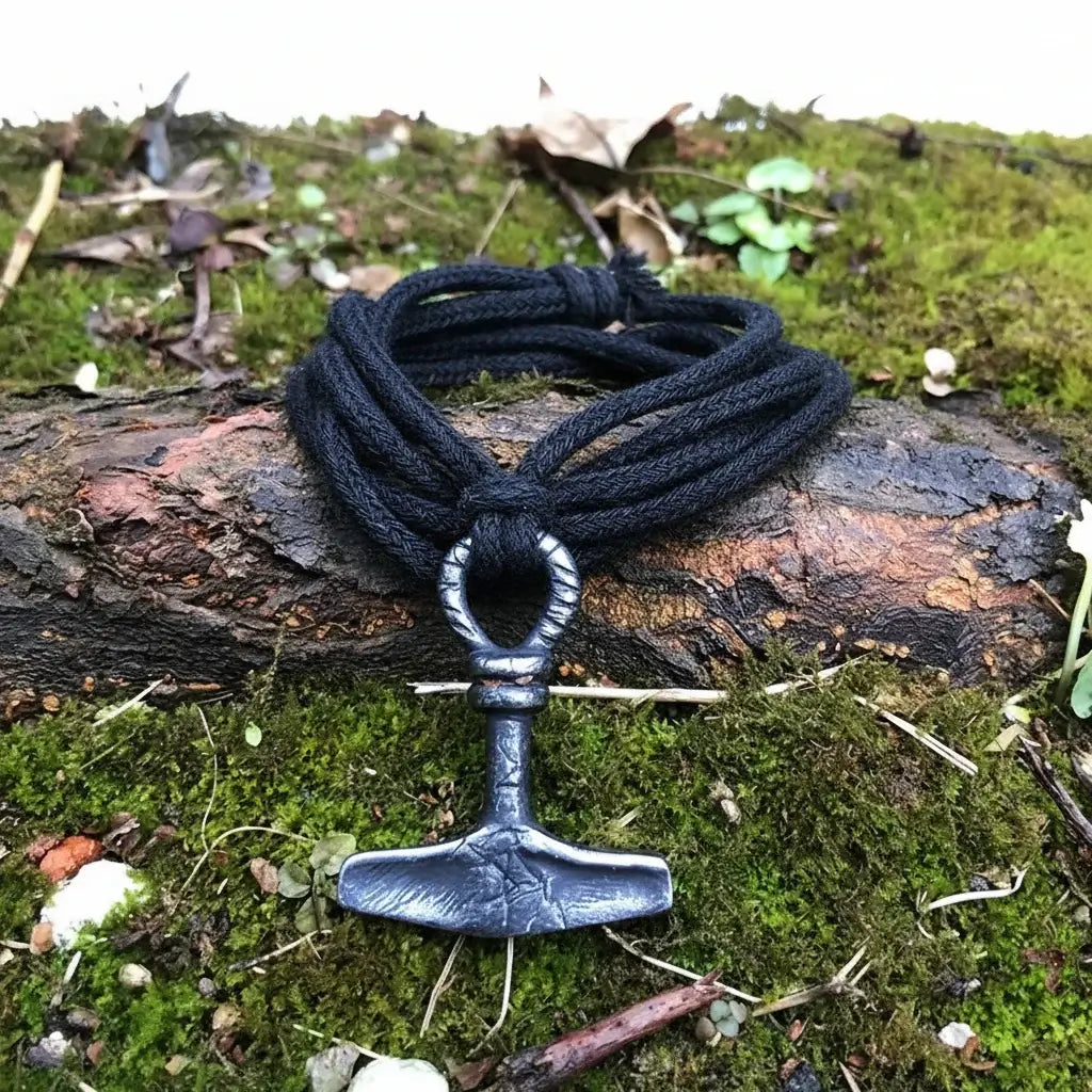 Viking Thor's Hammer necklace pendant with rope chain - Hadi Craft