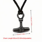 Viking Thor's Hammer necklace pendant with rope chain - Hadi Craft