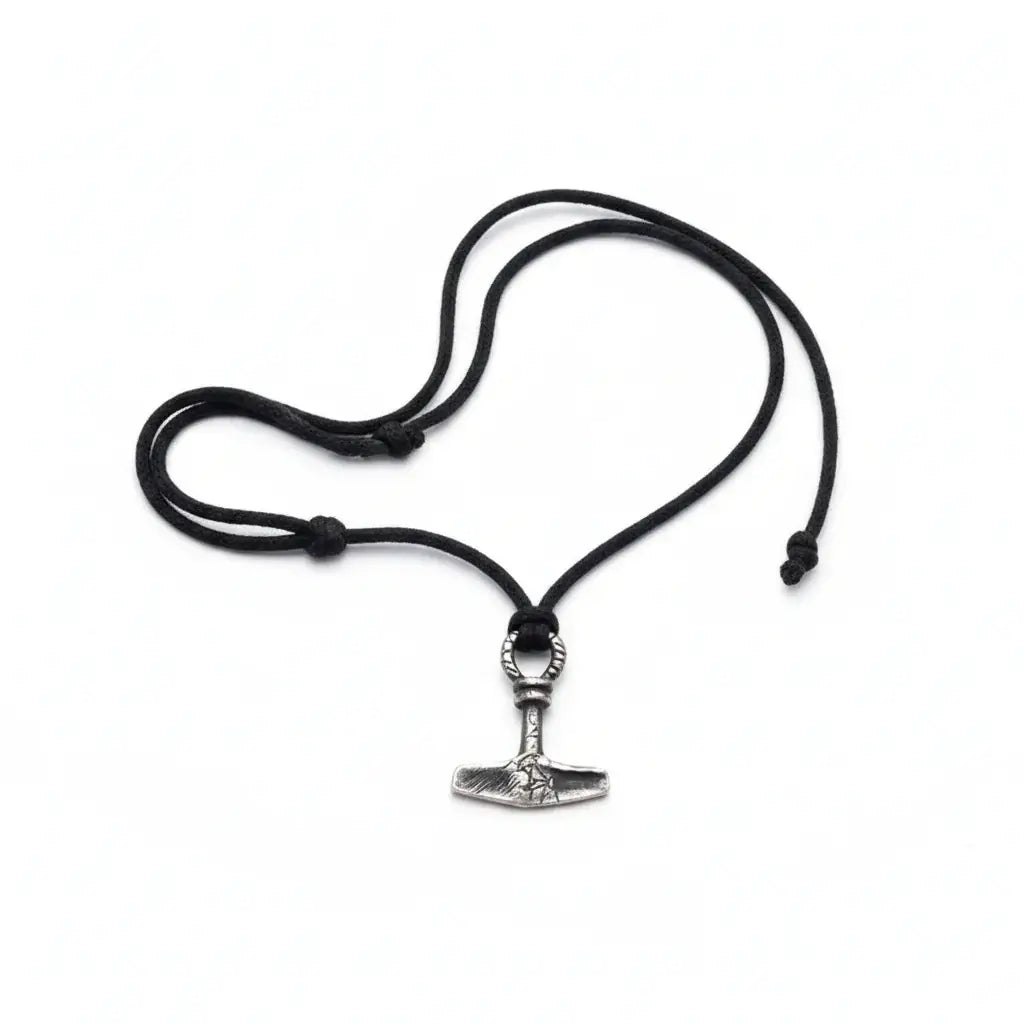 Viking Thor's Hammer necklace pendant with rope chain - Hadi Craft