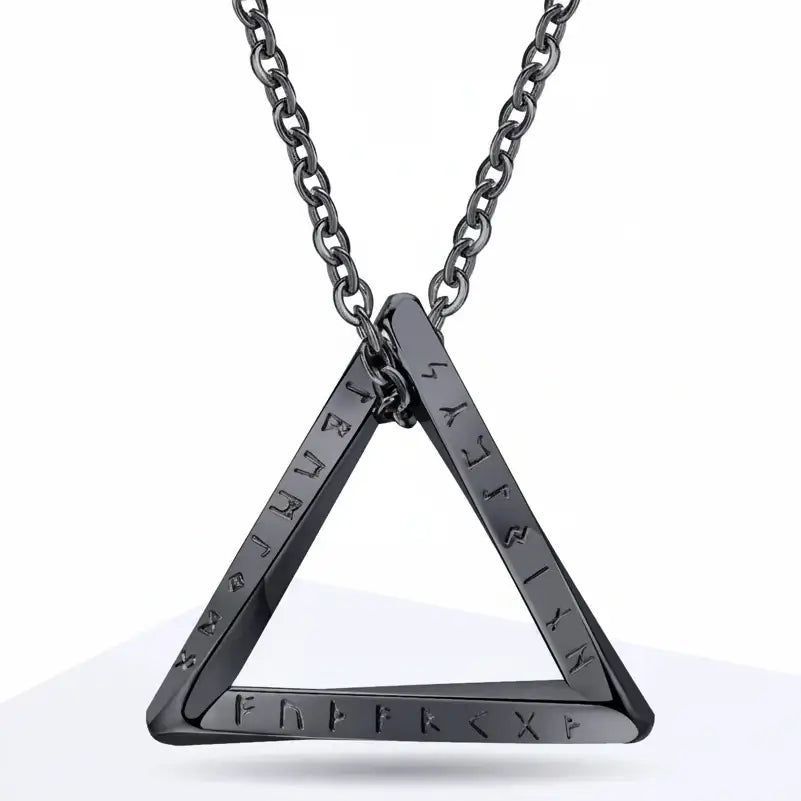 Viking Valknut Triangle Necklace – Stainless Steel Nordic Geometric Pendant - Hadi Craft