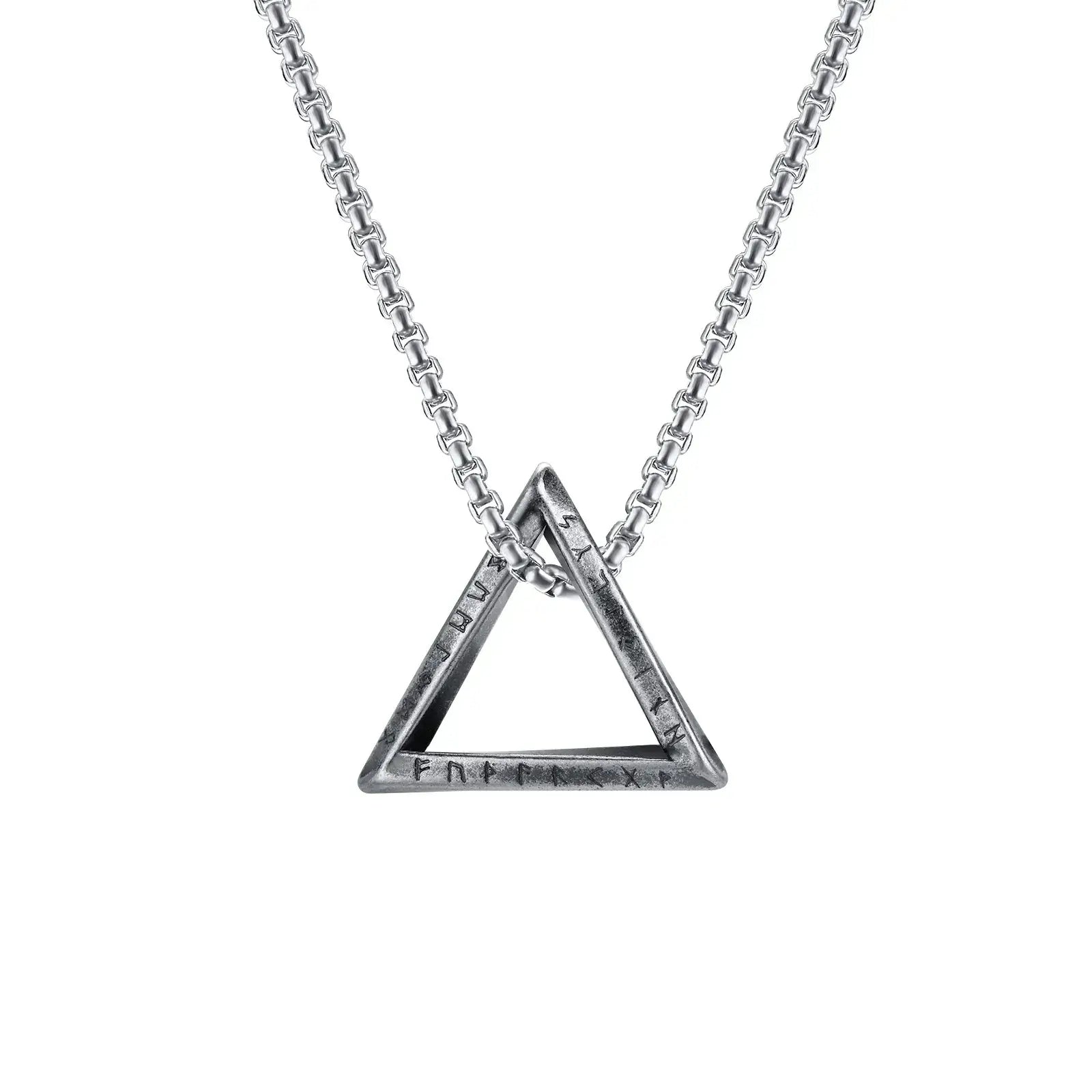 Viking Valknut Triangle Necklace – Stainless Steel Nordic Geometric Pendant - Hadi Craft