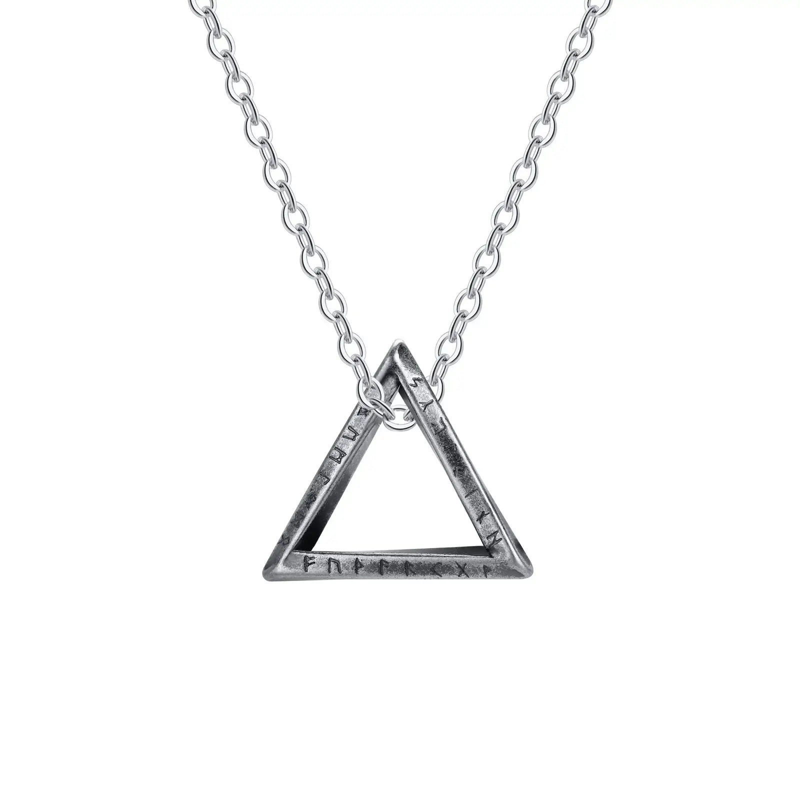 Viking Valknut Triangle Necklace – Stainless Steel Nordic Geometric Pendant - Hadi Craft