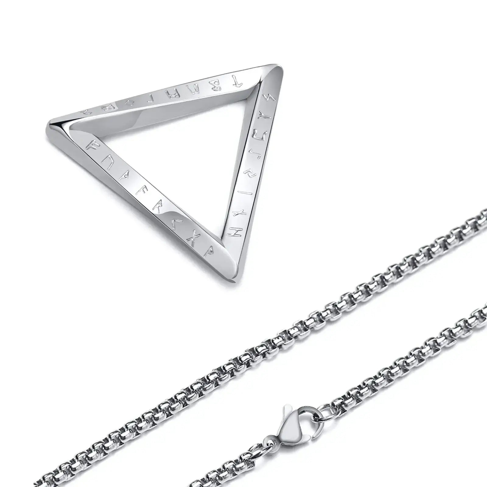 Viking Valknut Triangle Necklace – Stainless Steel Nordic Geometric Pendant - Hadi Craft