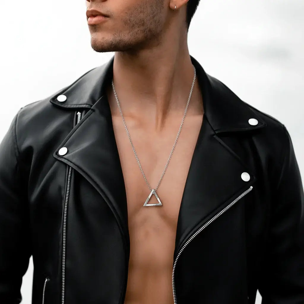 Viking Valknut Triangle Necklace – Stainless Steel Nordic Geometric Pendant - Hadi Craft