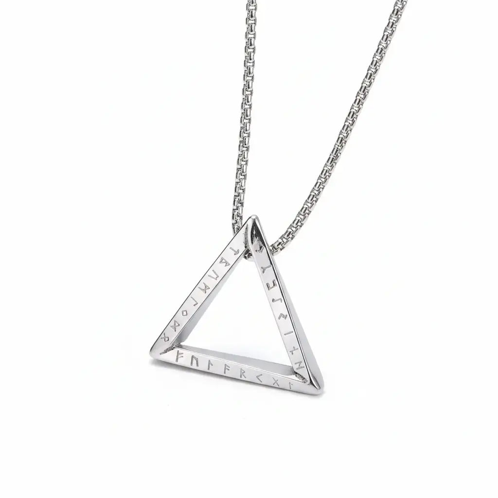 Viking Valknut Triangle Necklace – Stainless Steel Nordic Geometric Pendant - Hadi Craft