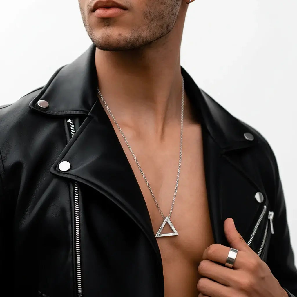 Viking Valknut Triangle Necklace – Stainless Steel Nordic Geometric Pendant - Hadi Craft
