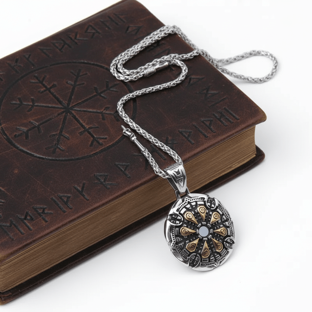 Viking Vegvisir Necklace for Men – Norse Compass Rune Pendant | Stainless Steel Gift Box - Hadi Craft