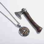 Viking Vegvisir Necklace for Men – Norse Compass Rune Pendant | Stainless Steel Gift Box - Hadi Craft