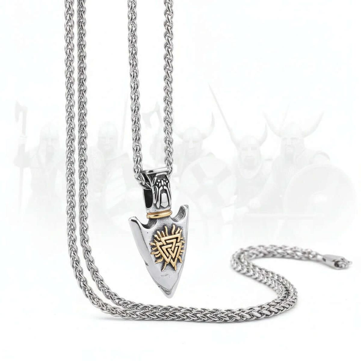 Viking Vegvisir necklace Stainless Steel Norse Compass Pendant for Men - Hadi Craft