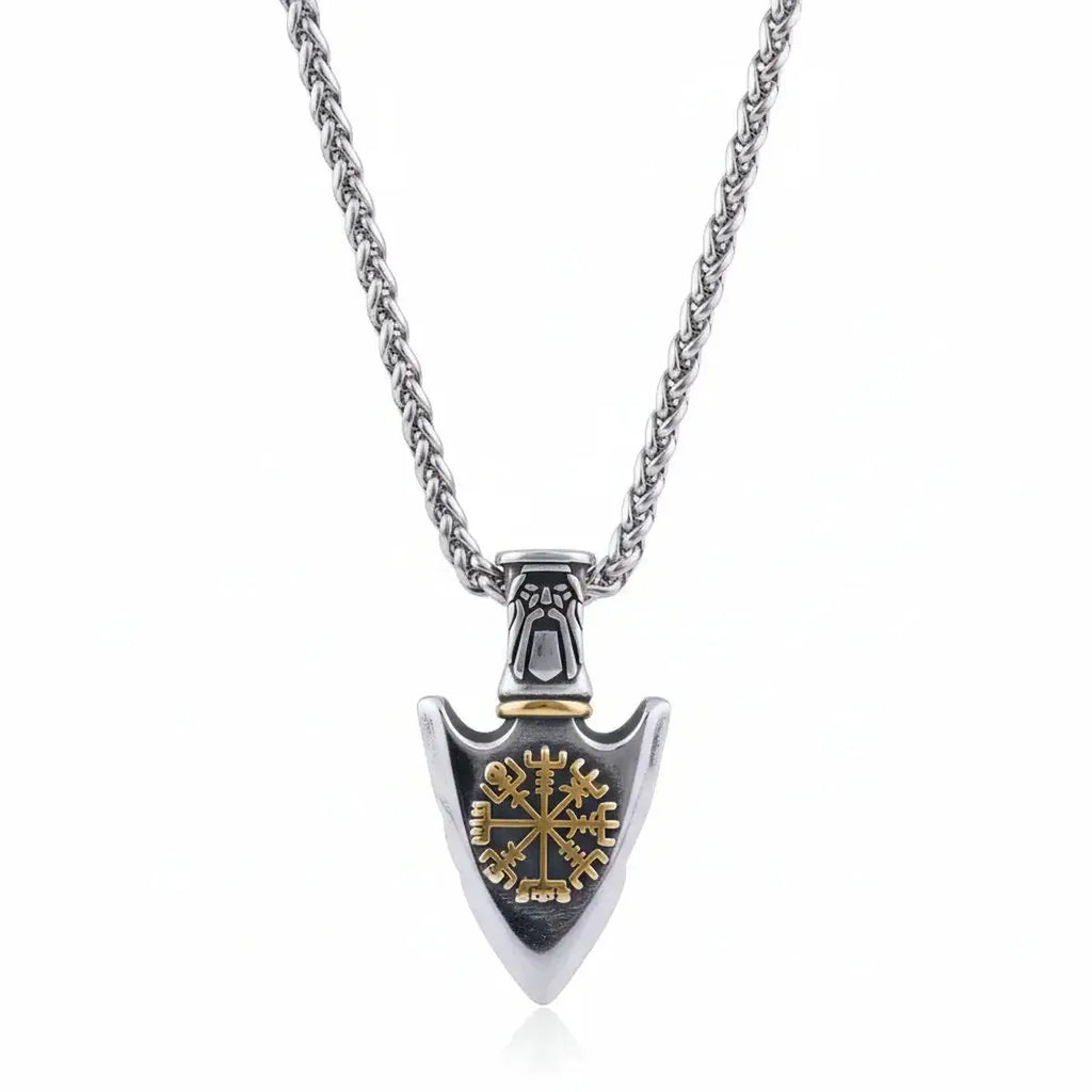 Viking Vegvisir necklace Stainless Steel Norse Compass Pendant for Men - Hadi Craft