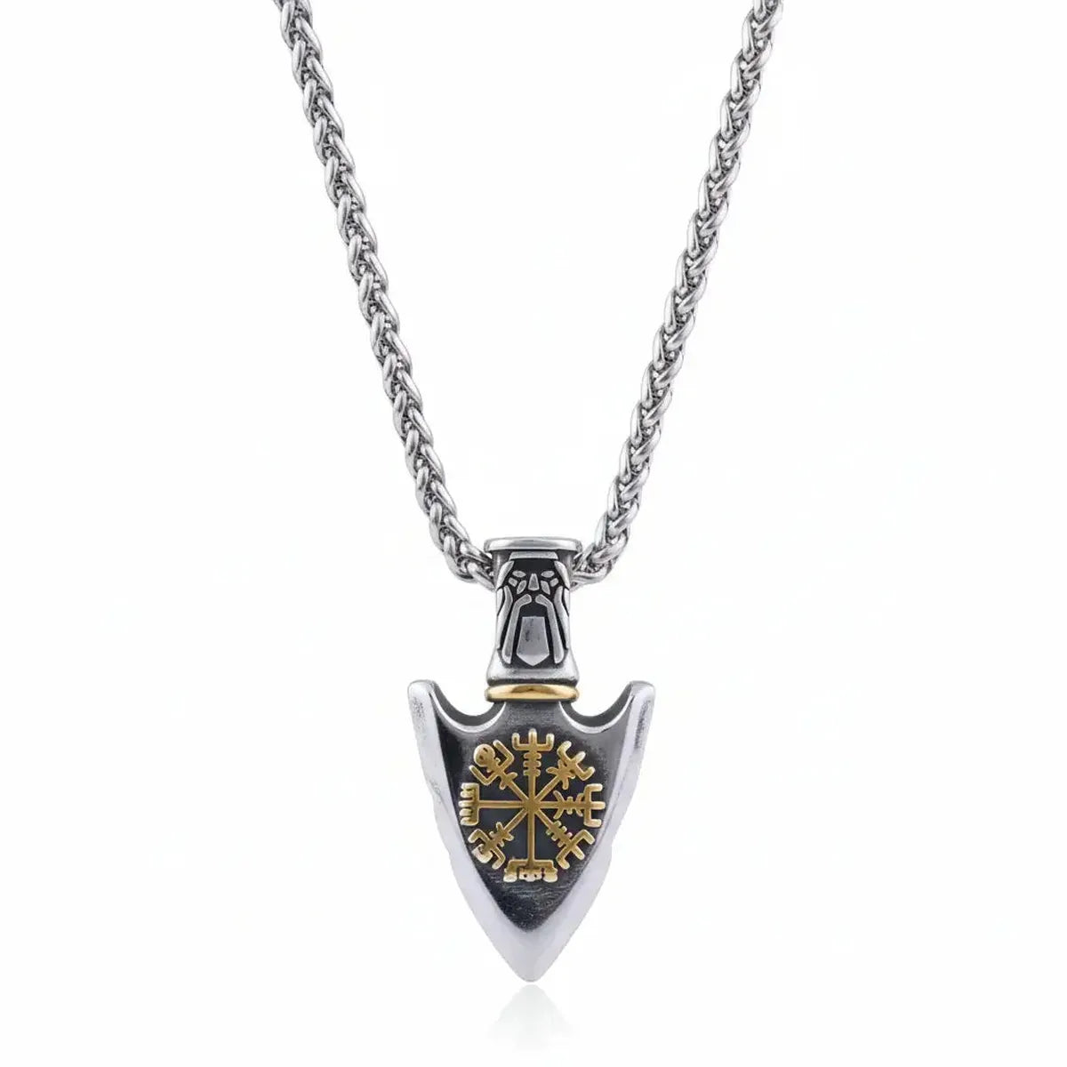 Viking Vegvisir necklace Stainless Steel Norse Compass Pendant for Men - Hadi Craft