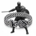Viking Wolf Head Bracelet – Stainless Steel Biker Chain Bracelet for Men - Hadi Craft