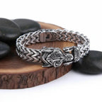 Viking Wolf Head Bracelet – Stainless Steel Biker Chain Bracelet for Men - Hadi Craft