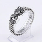 Viking Wolf Head Bracelet – Stainless Steel Biker Chain Bracelet for Men - Hadi Craft