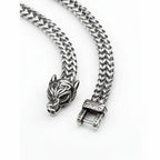 Viking Wolf Head Bracelet – Stainless Steel Nordic Biker Bracelet for Men - Hadi Craft