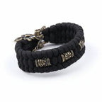 Viking Wolf Head Bracelet for Men – Handmade Braided Paracord with Bronze Norse Rune Beads | Gift Box - Hadi Craft