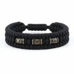Viking Wolf Head Bracelet for Men – Handmade Braided Paracord with Bronze Norse Rune Beads | Gift Box - Hadi Craft