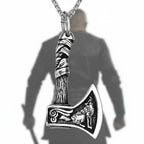 Viking axe pendant necklace for men Stainless Steel Protection Pendant - Hadi Craft