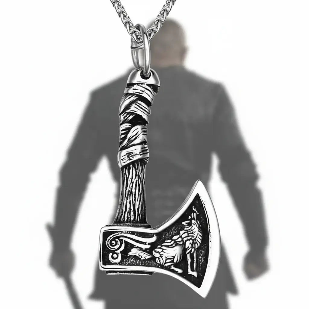 Viking axe pendant necklace for men Stainless Steel Protection Pendant - Hadi Craft