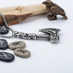 Viking axe pendant necklace for men Stainless Steel Protection Pendant - Hadi Craft
