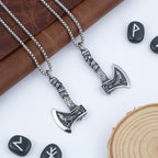 Viking axe pendant necklace for men Stainless Steel Protection Pendant - Hadi Craft