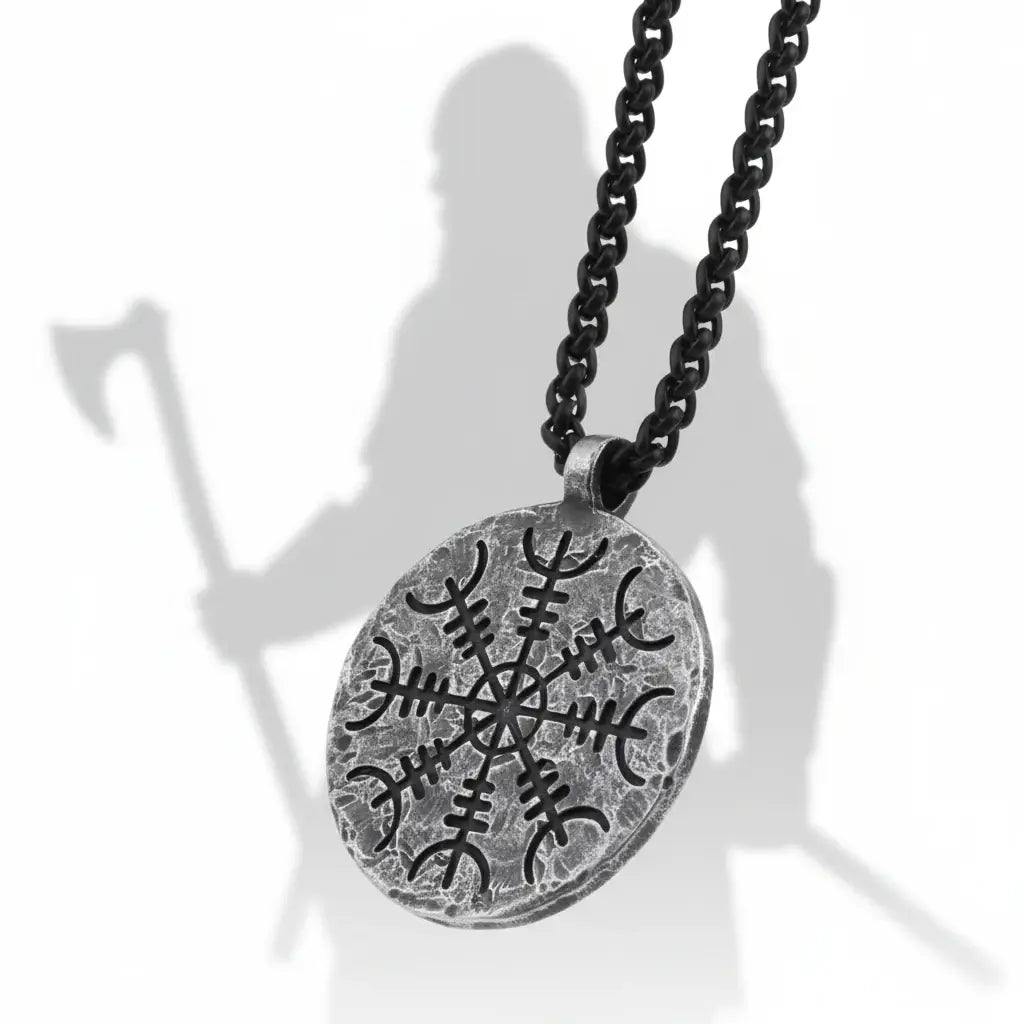 Viking rune compass necklace Norse Rune Compass Pendant for Men - Hadi Craft