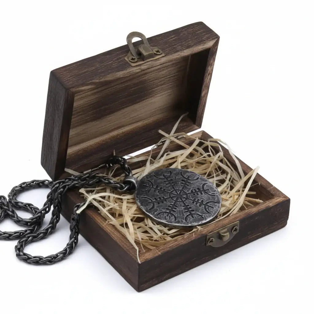 Viking rune compass necklace Norse Rune Compass Pendant for Men - Hadi Craft