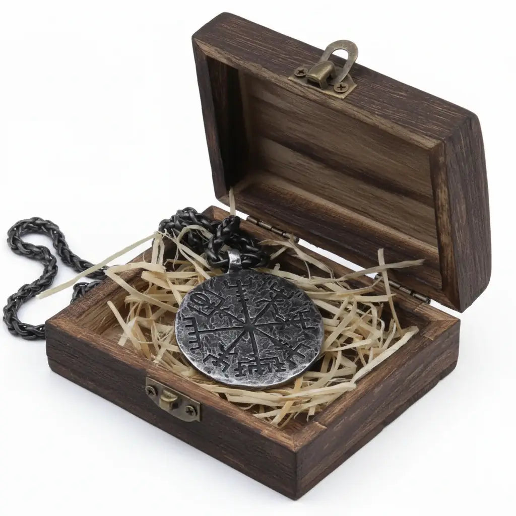 Viking rune compass necklace Norse Rune Compass Pendant for Men - Hadi Craft