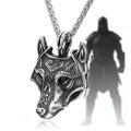 Viking wolf head pendant necklace – Norse Viking Titanium Steel Chain - Hadi Craft