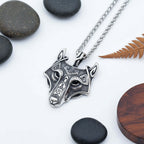 Viking wolf head pendant necklace – Norse Viking Titanium Steel Chain - Hadi Craft