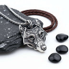 Viking wolf head pendant necklace – Norse Viking Titanium Steel Chain - Hadi Craft