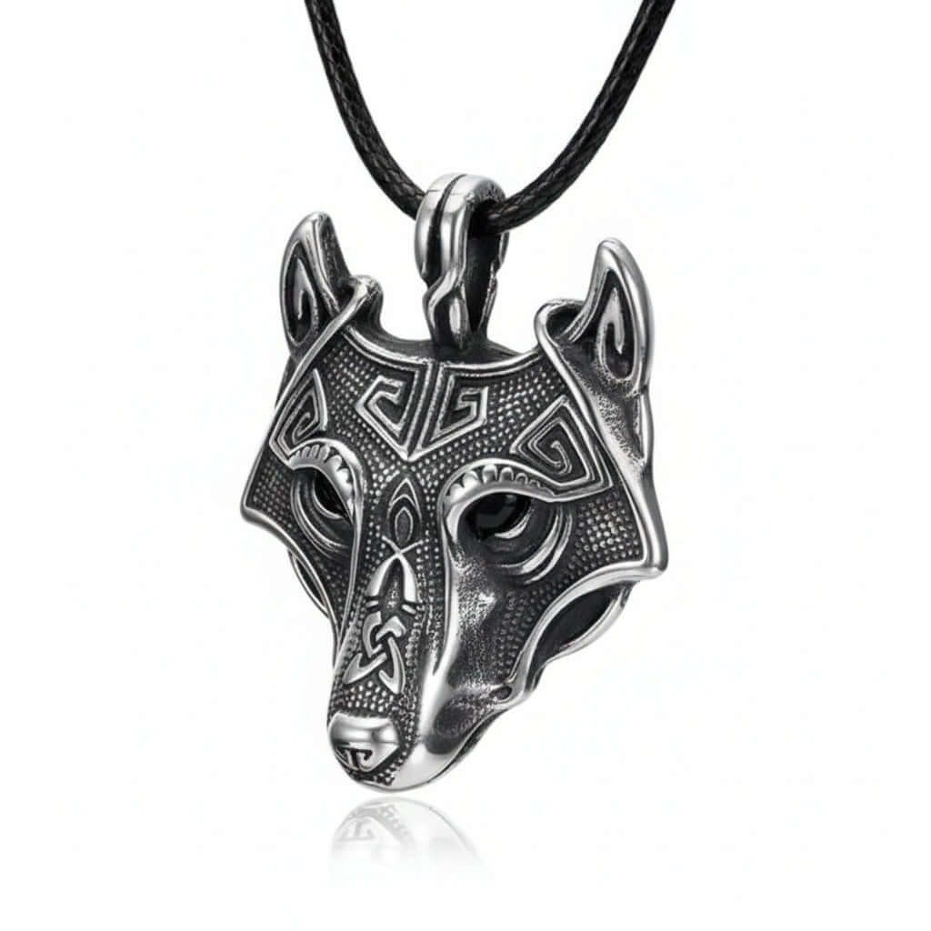Viking wolf head pendant necklace – Norse Viking Titanium Steel Chain - Hadi Craft