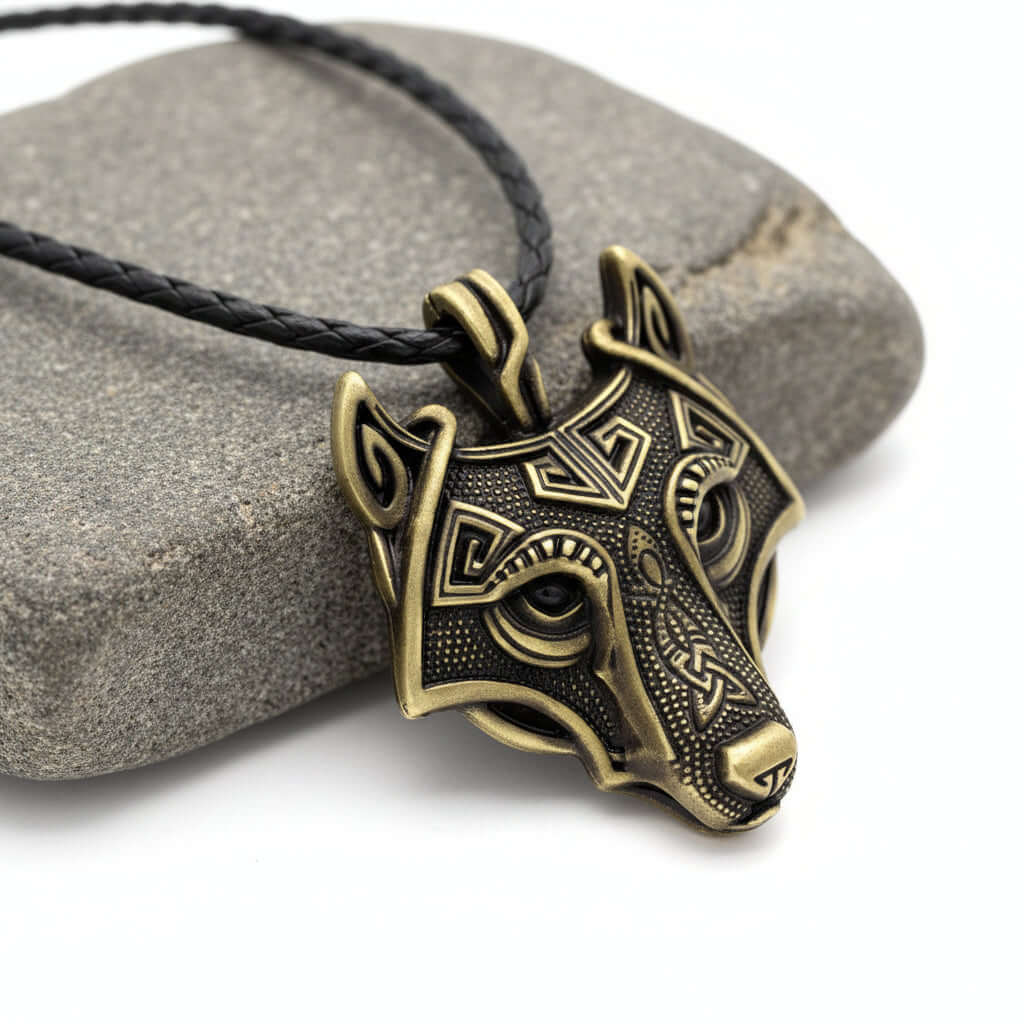 Viking wolf head pendant necklace – Norse Viking Titanium Steel Chain - Hadi Craft