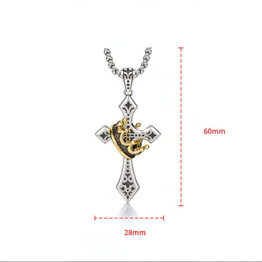 Vintage Cross Necklace for Men – Retro Silver Pendant Chain - Hadi Craft