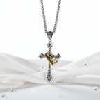 Vintage Cross Necklace for Men – Retro Silver Pendant Chain - Hadi Craft
