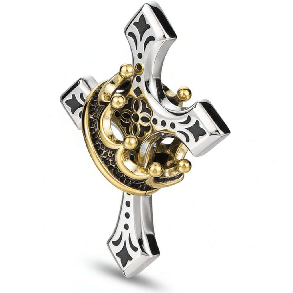 Vintage Cross Necklace for Men – Retro Silver Pendant Chain - Hadi Craft