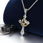 Vintage Cross Necklace for Men – Retro Silver Pendant Chain - Hadi Craft