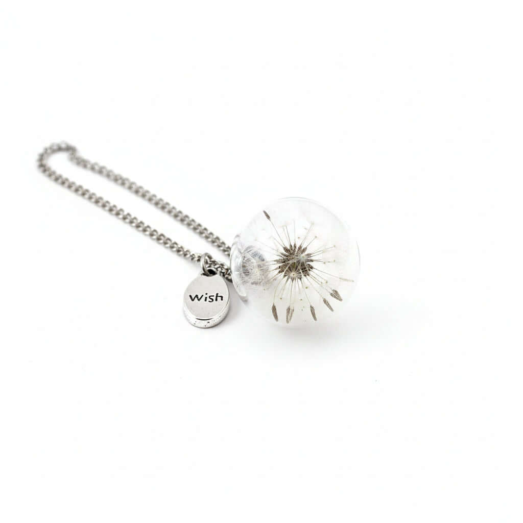 Vintage Dandelion Seed Necklace – Glass Pendant Korean Style - Hadi Craft