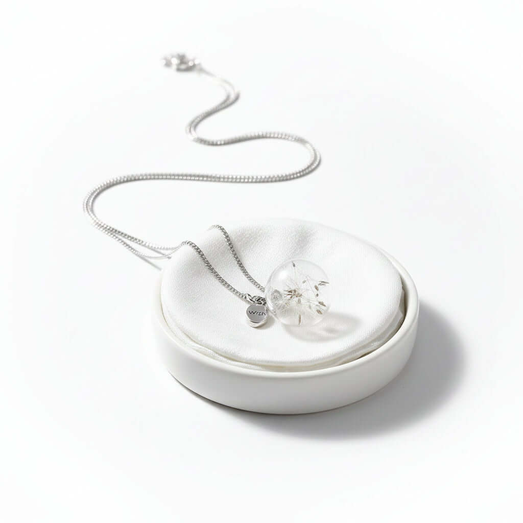 Vintage Dandelion Seed Necklace – Glass Pendant Korean Style - Hadi Craft