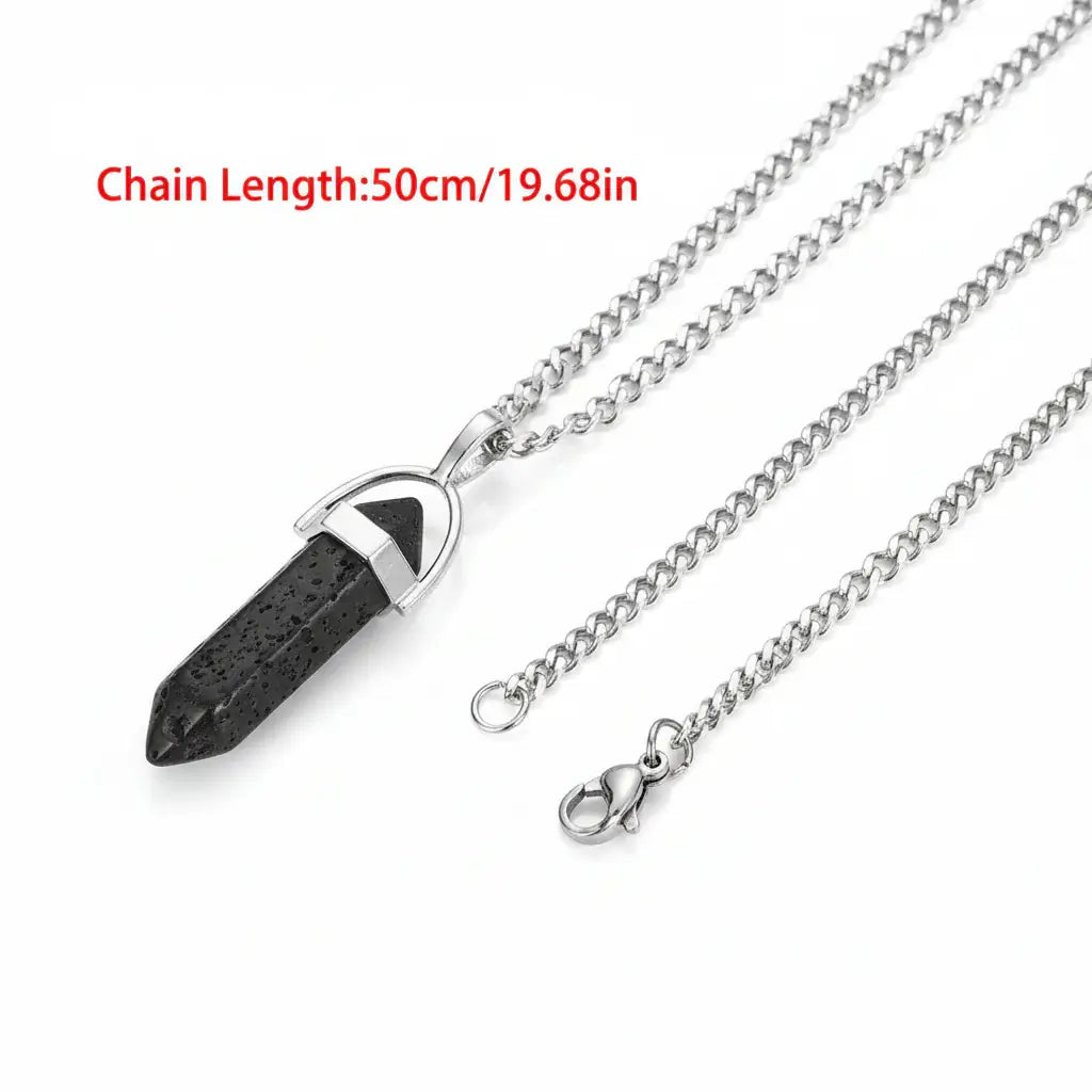 Vintage Lava Stone Pendant Necklace Stainless Steel For Men - Hadi Craft