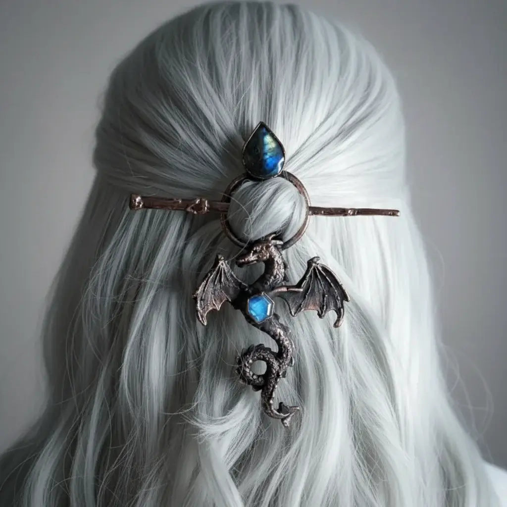 Vintage Viking Dragon Hair Clip Gothic Punk Metal Hair Accessory Unisex Cosplay Headwear Gift - Hadi Craft
