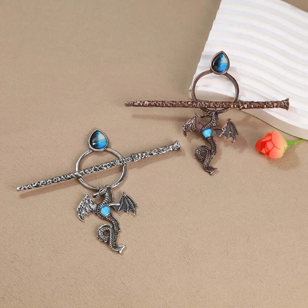 Vintage Viking Dragon Hair Clip Gothic Punk Metal Hair Accessory Unisex Cosplay Headwear Gift - Hadi Craft