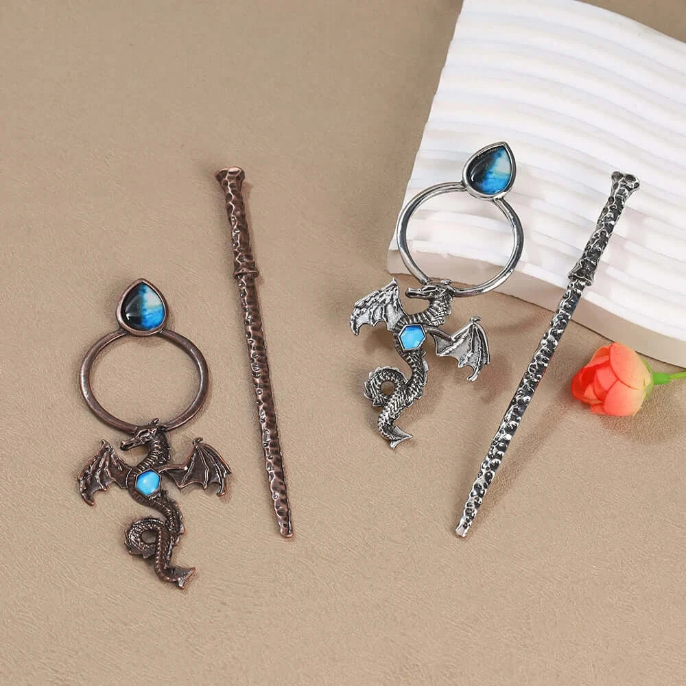 Vintage Viking Dragon Hair Clip Gothic Punk Metal Hair Accessory Unisex Cosplay Headwear Gift - Hadi Craft