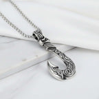 Vintage fish hook pendant necklace Stainless Steel Pendant necklace - Hadi Craft