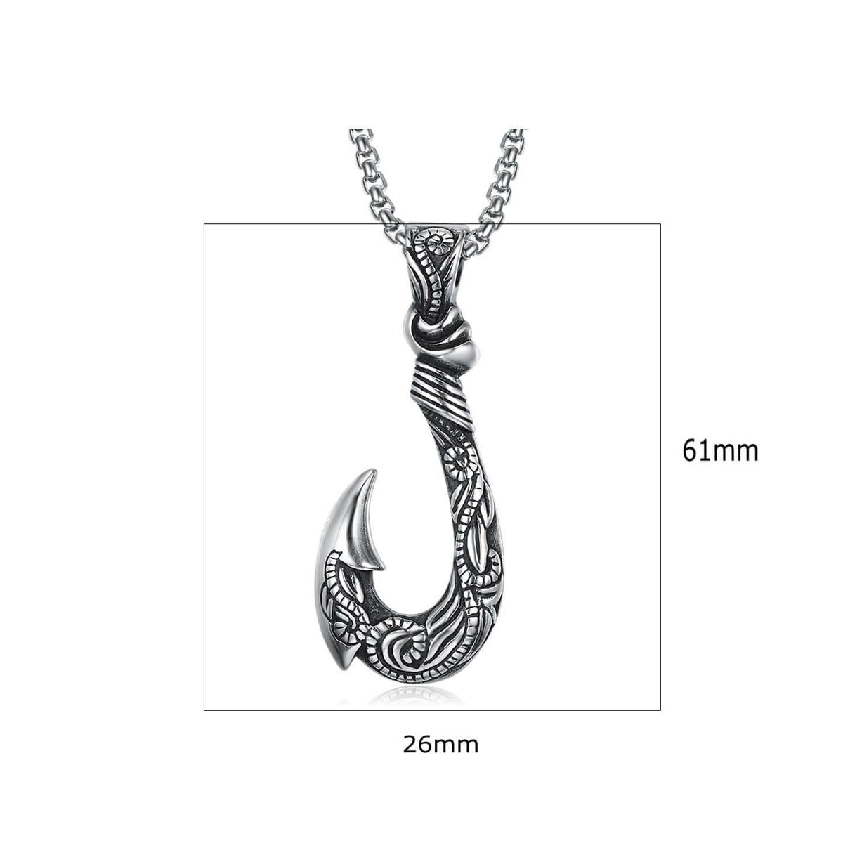 Vintage fish hook pendant necklace Stainless Steel Pendant necklace - Hadi Craft