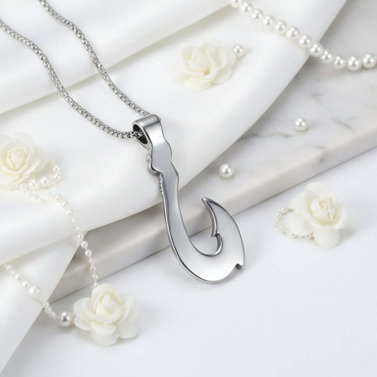 Vintage fish hook pendant necklace Stainless Steel Pendant necklace - Hadi Craft