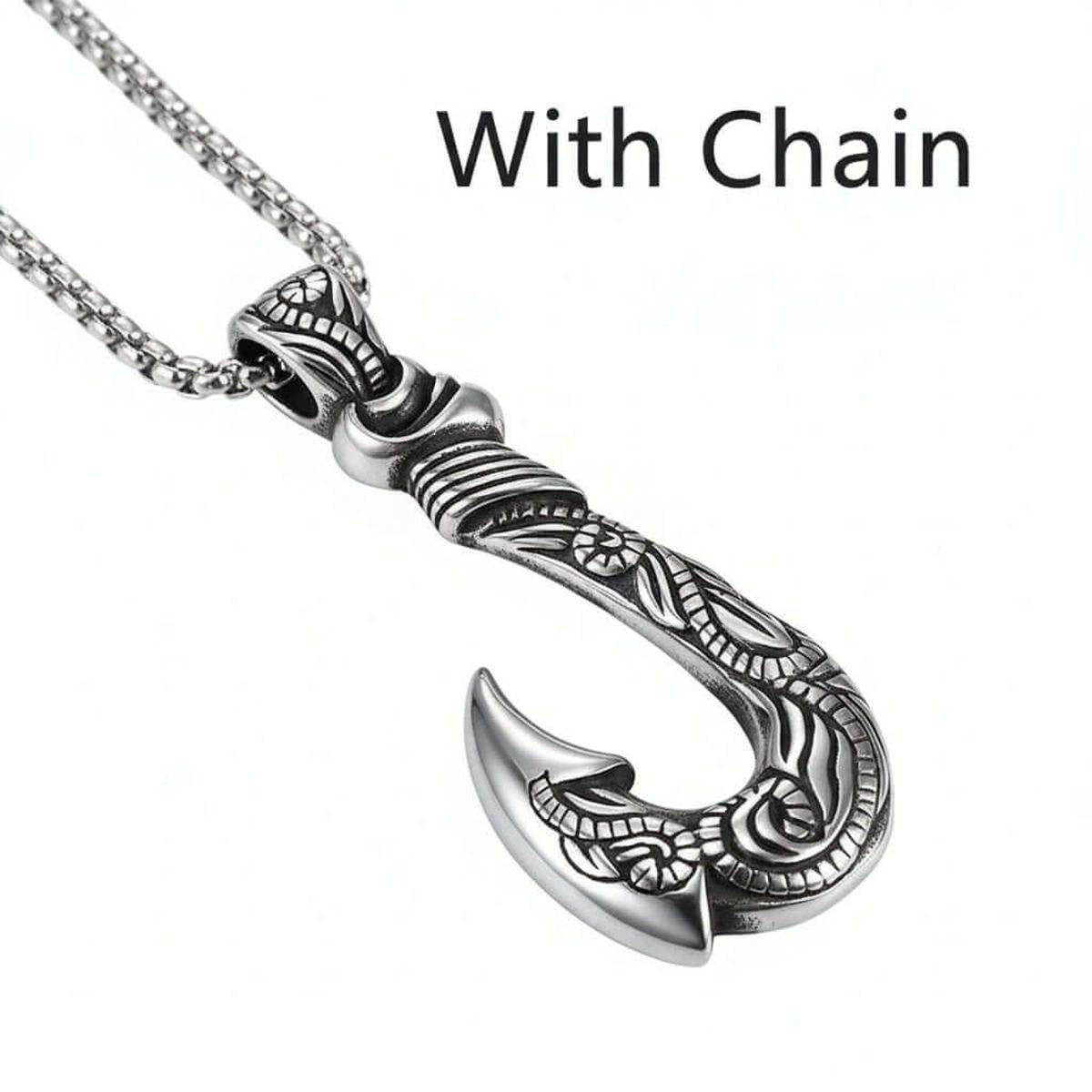 Vintage fish hook pendant necklace Stainless Steel Pendant necklace - Hadi Craft